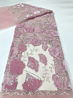 NI.AI Nouveau design Tissu en dentelle à sequins et perles, dentelle en velours, broderie en dentelle, tulle pour fêtes et mariages