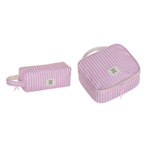 Sac de rangement de voyage rayé rose en nylon, ensemble d'organisateurs de bagages 6-en-1, cubes de rangement portables pour valise, pour vêtements et cosmétiques - Product Image 3