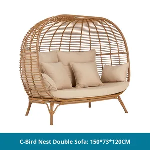 Fauteuil de jardin rond en rotin pour extérieur, villa, cour, mobilier de loisirs - Product Image 6