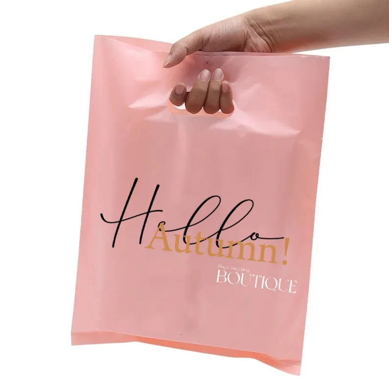 Bolsas de compras de plástico personalizadas con mango troquelado Bolsas de plástico LDPE/HDPEP duraderas para negocios