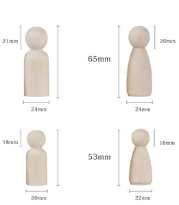 Figurines en bois peintes non finies, bois poli, 50 pièces, ensemble de poupées en bois DIY, assortiment - Product Image 3