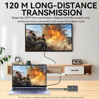 VegGieg Extensor KVM HDMI 4K 120m sobre IP con un solo cable Cat5e/6, 30Hz, Receptor Transmisor USB para Teclado, Ratón y Audio (TX/RX)