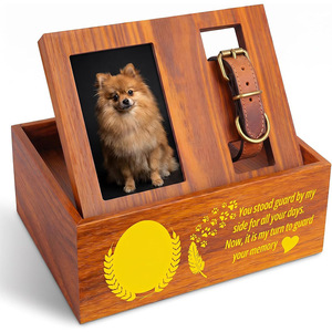 Wooden Pet Urn With Photo Frame And Engraving Dog <b>Memorial</b> <b>Box</b> For Ashes Storage Rectangle Shape Durable Multipurpose - Product Image 1