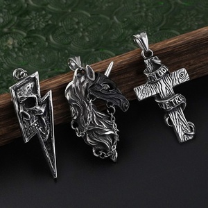 Nuevo Colgante de Calavera de Demonio/Sátán/Cabeza de Oveja de Acero Inoxidable 316L para Hombre, Joyería Punk Biker con Cruz, Regalo para Hombre - Product Image 1