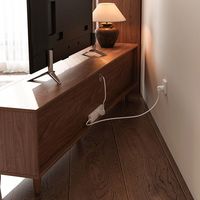 Meuble TV en bois massif de style nordique, couleur noyer, rangement TV, table TV pour salon