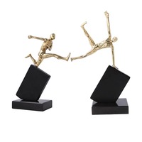 Sculpture moderne de couple de danseurs dynamiques en laiton, marbre et aluminium, décoration artistique pour la maison de luxe, salon, présentoir de bureau