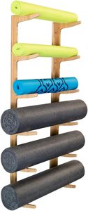 Wooden Yoga Mat <b>Wall</b> Holder Gym Accessories Organizer for Home Custom <b>Wall</b> Mounted <b>Bamboo</b> Storage <b>Shelf</b> Rack - Product Image 4