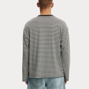 Chemise à manches longues à rayures horizontales, coupe ample, en coton épais, vierge, pour marque privée, vente en gros, fabriquée en Chine - Product Image 2