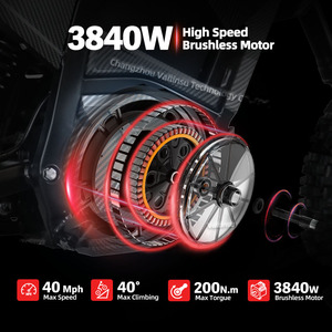 รถมอเตอร์ไซค์วิบาก Em5 48v3840w 40mph สำหรับเด็ก  รุ่น All Terrain Pit Bike สีแดง  สมรรถนะสูง ความเร็วสูงสุด 65 กม./ชม. สำหรับการขับขี่ที่เร้าใจ - Product Image 3