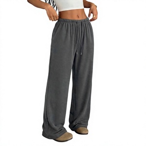 Pantalon de survêtement ample en molleton de coton pour femme, personnalisable avec broderie, style streetwear décontracté, vente en gros - Product Image 4