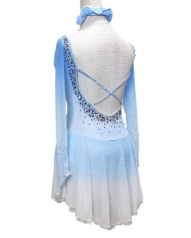 blue and white tropical dress AA067 Indigo Frost Figure Skate Dress main image 1