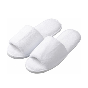 Chaussons d'hôtel jetables personnalisés 5 étoiles à bout ouvert en polaire corail blanche lavable, semelle EVA de luxe de 5 mm d'épaisseur pour chambre d'hôtes - Product Image 1