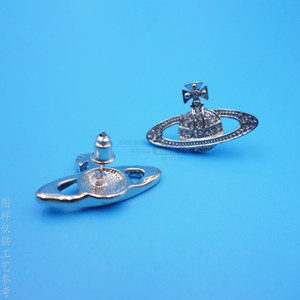 Pendientes de Saturno de Aleación de Zinc Personalizados, con Microincrustaciones de Níquel Brillante y Diseño de Diamantes Completos, para Mujer, Joyería de Moda para Fiestas - Product Image 2