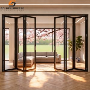 Porte accordéon pliante en verre et aluminium GS pour villa de luxe, utilisation intérieure et extérieure - Product Image 5