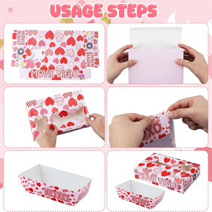 Artículos para Fiestas de San Valentín, Bandejas de Papel para Aperitivos con Diseño de Corazón y <span class=keywords><strong>Amor</strong></span>, Bolsas para Palomitas para Fiestas en Casa, Cumpleaños, Cine - Product Image 4