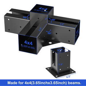 Ensemble de connecteurs pour gazebo ajouré 4x4, supports de <span class=keywords><strong>pergola</strong></span> en bois, connecteurs en bois, connecteurs de base de clôture - Product Image 6