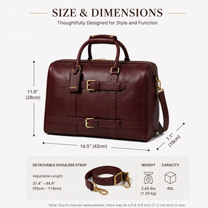 Sac de voyage en cuir PU pour hommes et femmes, sac de week-end de grande capacité, sac de transport pour la nuit, sac de voyage d'affaires avec bandoulière - Product Image 5