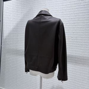 Chaqueta de Cuero Genuino de Piel de Oveja Personalizada para <span class=keywords><strong>Mujer</strong></span>, con Cierre, Resistente al Viento, Elegante, Informal, para Otoño - Product Image 5