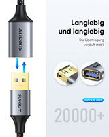 Cable de datos trenzado de nailon de alta velocidad SUNGUY, cable de carga rápida USB para teléfono móvil y portátil