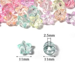 Vente en gros de perles transparentes pentagramme en acrylique de couleur printanière, style féerique, accessoires de bricolage, matériaux faits à la main - Product Image 3