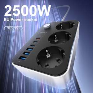 LDNIO se3631c EU Cắm 3 ổ cắm + 6 cổng sạc USB Ổ cắm điện ổ cắm máy tính để bàn sạc với dây mở rộng 2m - Product Image 3