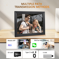 Cadre photo numérique noir de 13,3 pouces avec horloge et lecteur MP3 |   Uhaleos 32 Go de stockage Wi-Fi Écran tactile et lecture vidéo en mouvement