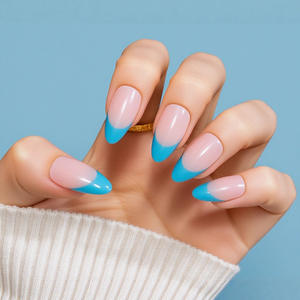 2026 Trendprodukt French Tip Aufklebenägel Kurze Ovale Künstliche Nägel zum Aufkleben mit Nagelkleber für Frauen Alltag Valentinstag Hochzeit - Product Image 4