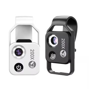 Microscope HD <span class=keywords><strong>200x</strong></span>, mini objectif de grossissement pour téléphone portable avec LED CPL noir et blanc - Product Image 1