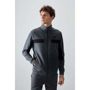 Ensemble de survêtement pour homme gris foncé texturé, coupe standard, brodé - 85248 - Gris foncé/gris foncé - Product Image 3