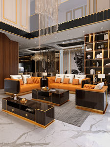 Ensemble de Canapés de Coin Modulables de Luxe Furnistyle <span class=keywords><strong>Royal</strong></span> Design Personnalisé pour Salon avec Fauteuil d'Appoint et Inclinable pour la Maison - Product Image 5