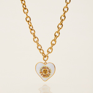 Colgante de Acero Inoxidable en Forma de Corazón con Diseño de Cara Sonriente para Collar de Moda - Product Image 4