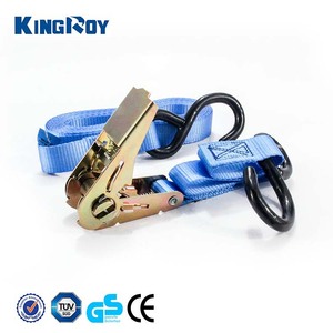Sangle à cliquet certifiée CE KingRoy, 1 pouce, capacité de charge de 800 kg, sangle en polyester avec crochet en J pour moto, camion, attache de cargaison - Product Image 2