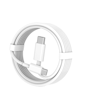Cable de Carga USB-C a USB-C de 60W con Carcasa de TPE Blanca y Conductor de Cobre Puro para Laptop, Teléfono, Computadora y Cámara