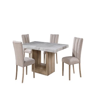 5PC Modern <b>Adjustable</b> Comfortable Dining <b>Table</b> Set Natural for Hotel Apartment Use - Product Image 1