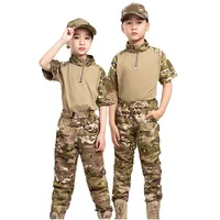 Combinaisons tactiques pour enfants, camouflage Multicam, uniformes de jeux tactiques CS, sweat-shirts, ensembles d'entraînement et de chasse à manches courtes pour enfants, costumes K44