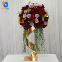 HJ220215-1 Table Fleur Chandelier En Gros Haut De Gamme Décoration De Fête De Mariage Personnalisé Or Table Fleur Chandelier