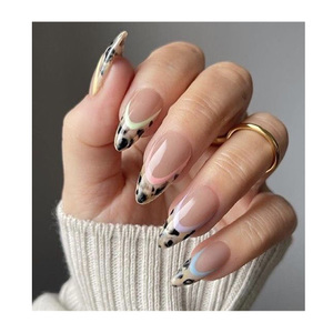 Classique à la mode populaire prix de gros amande Chrome <span class=keywords><strong>faux</strong></span> ongles presse sur <span class=keywords><strong>Transparent</strong></span> brillant <span class=keywords><strong>blanc</strong></span> français pointe presse sur les ongles - Product Image 2