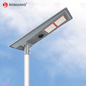โคมไฟถนนพลังงานแสงอาทิตย์แบบ All in One CE ROHS รับประกัน 3 ปี IP65 20W 24W 28W พร้อมเซ็นเซอร์ไมโครเวฟ 43AH 100000H สำหรับลานบ้าน - Product Image 2