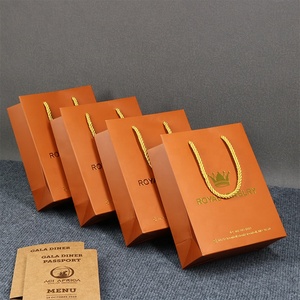 Biểu tượng tùy chỉnh thiết kế lớn màu cam giấy mua sắm túi với sợi dây thừng xử lý cho giày Boutique cửa hàng - Product Image 3