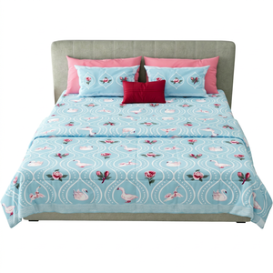 Ensemble de literie 100% coton, ensemble de draps imprimés, housses d'oreiller, motif d'ours nuage rose, grande taille pour enfants - Product Image 1