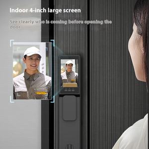Olivia Home kunci pintar pengenalan wajah secara otomatis penuh pengenalan wajah Anti pencurian monitor Internal/eksternal WIFI awan kayu - Product Image 4