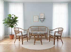 Ensemble de table basse en rotin Fladeo, design asiatique moderne fait main, pour un salon confortable et durable - Product Image 6