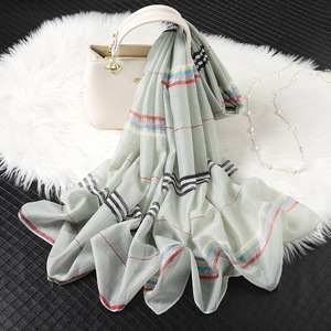 Verano y primavera largo hueco encaje corte <span class=keywords><strong>flores</strong></span> nuevo chal niñas organza bufanda de seda - Product Image 3