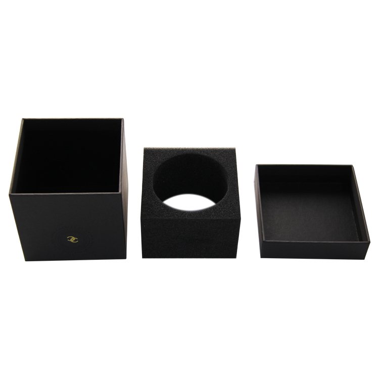 custom paper hard cardboard holographic matte black wax scented candles gift boxes packaging
