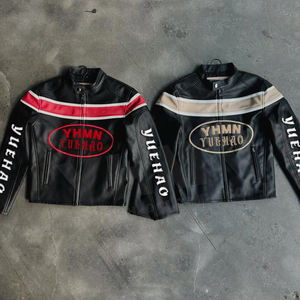 مخصص خمر الشارع الشهير سحاب يصل مطرزة الأصلي كلية سباق الدراجات النارية سترة جلدية للرجال - Product Image 1