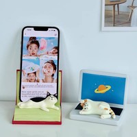 Support de téléphone multifonctionnel de style japonais paresseux, support de tablette/iPad de style paysager pour le streaming TV, bureau à domicile, artisanat en résine