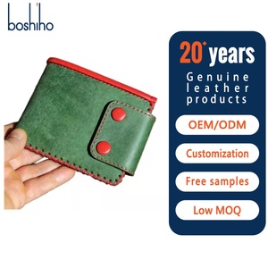 First-layer Cowhide Anti-rfid Open Portable Polyester Handmade Short <b>Wallet</b> Retro Minimalist Vintage Business Credit Card <b>Holder</b> - Product Image 1