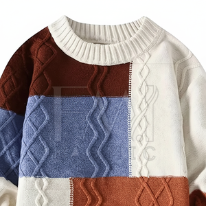 Pull à col rond pour hommes à la mode 50% laine 50% acrylique hiver solide chaud confortable Logo personnalisé - Product Image 1