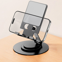 Nouveau support de téléphone portable pliable en métal anti-tremblement avec design rotatif pour diffusion en direct sur bureau, TikTok, photos, tablette – Cadeau idéal pour les paresseux