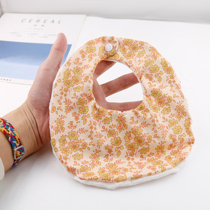Nuovo arrivo bavaglini da <span class=keywords><strong>bambina</strong></span> con stampa floreale francese in cotone rotondo con <span class=keywords><strong>Bandana</strong></span> Double face impermeabile Super Soft Button - Product Image 6